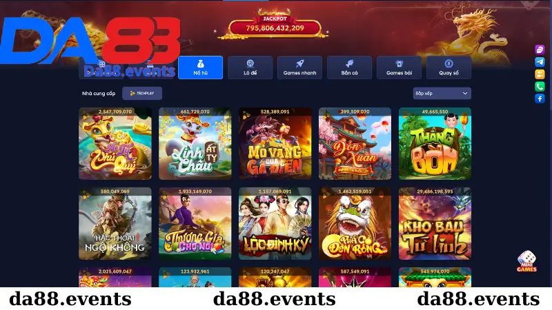 Các thể loại game Nổ hũ Da88 có tiền hũ cao nhất hiện nay