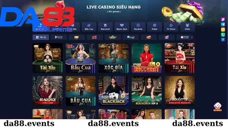 Các trò chơi hấp dẫn tại sảnh live casino DA88